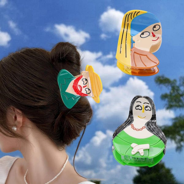 Art Lover Hair Claw Clip | Artist Inspired Portrait HairClip | Creative Statement Accessory