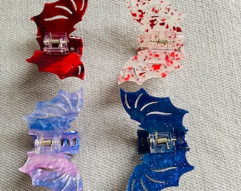 Pinzas para el pelo de acetato con forma de murciélago: pinzas de pico de pato a la moda para Halloween