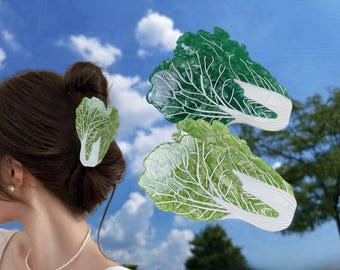 Bok Choy Hair Claw Clip: Vibrant Acetate Veggie Design