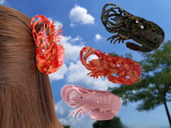 Lobster Claw Hair Clip: Quirky Acetate Crab Hair Accessory
