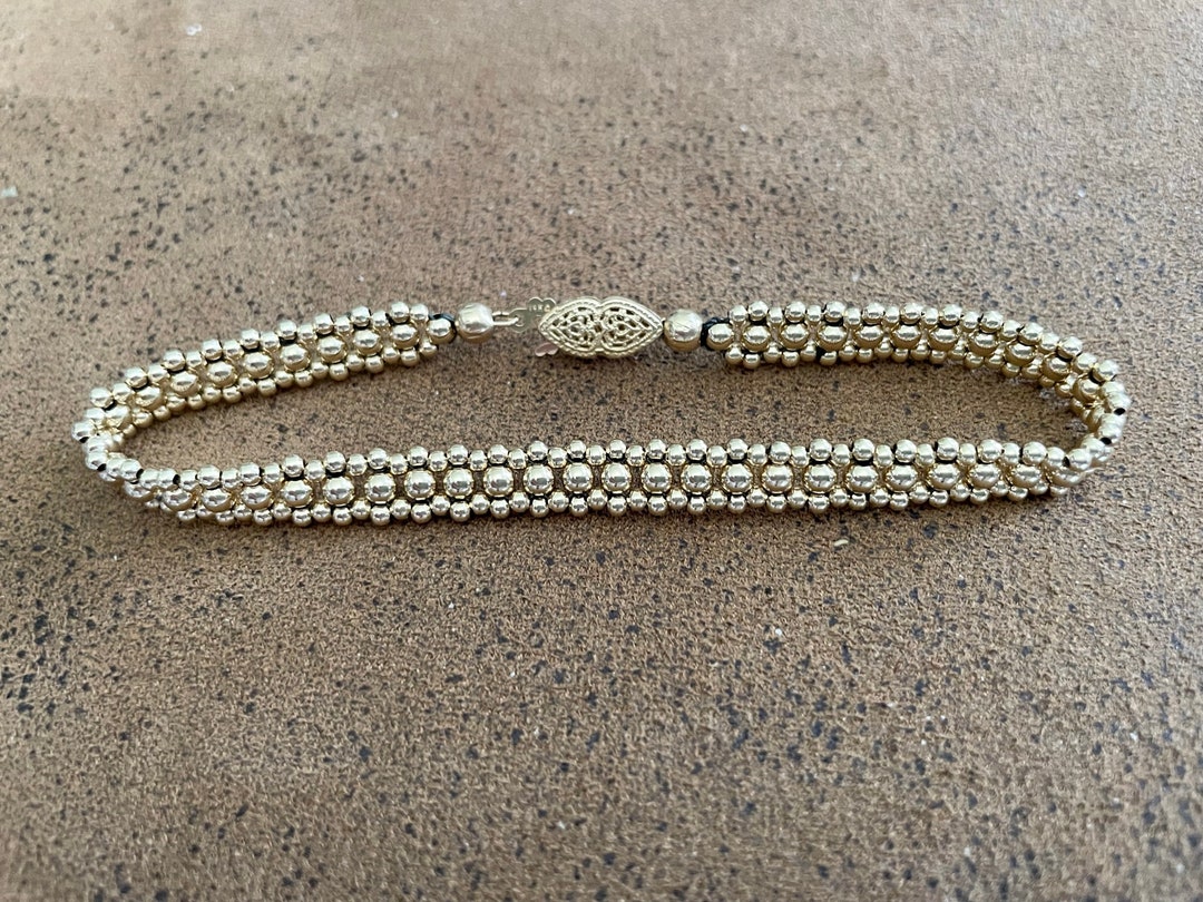 Gold Thin Beaded Bracelet Pattern - Etsy
