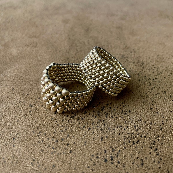 Peyote Stitch Domed Ring All Gold Filled or Sterling Pattern