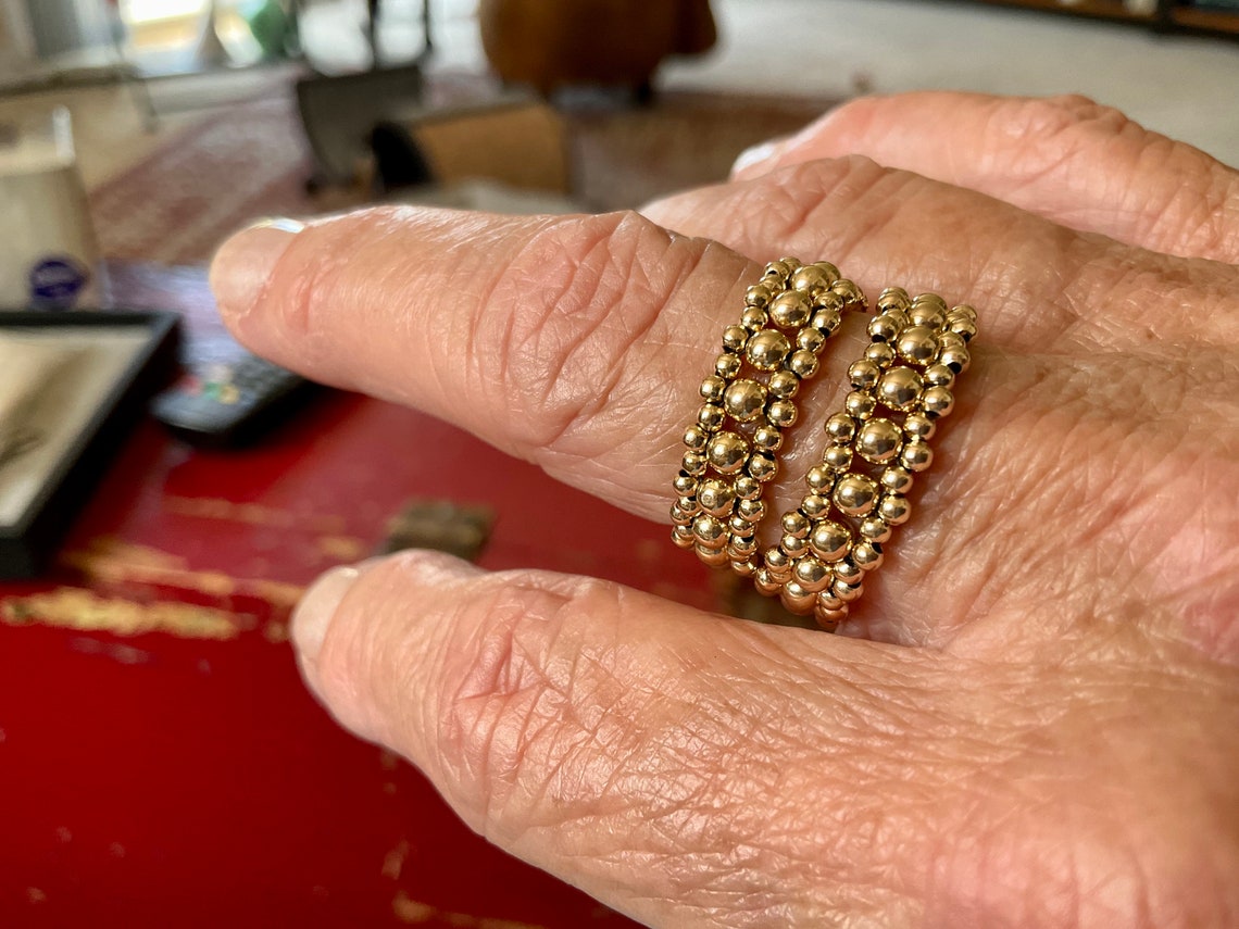 Gold Thin Beaded Band Ring Pattern - Etsy