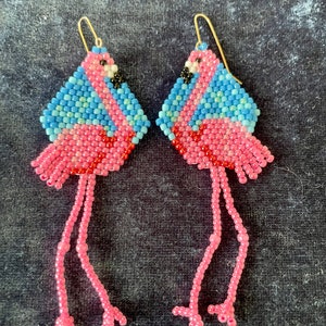 Flamingo Earrings Brick Stitch Pattern, PDF