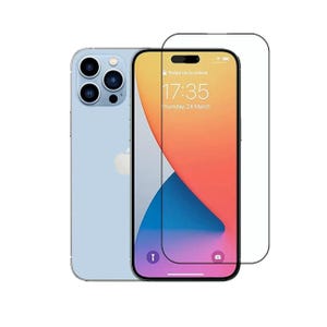 Könnte beinhalten: Ein hellblaues iPhone mit einem Displayschutz. Das Telefon zeigt die Uhrzeit 17:35 Uhr am Donnerstag, 24. März an. Der Displayschutz ist klar und bedeckt den Bildschirm des Telefons.