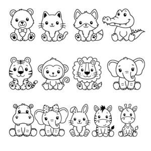 Libro para colorear de animales adorables para niños / Páginas para colorear imprimibles imagen 3