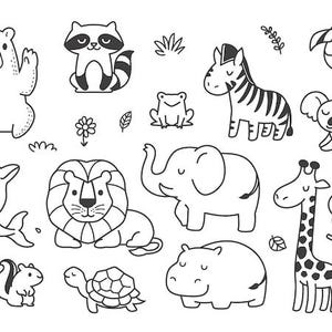 Libro para colorear de animales adorables para niños / Páginas para colorear imprimibles imagen 4