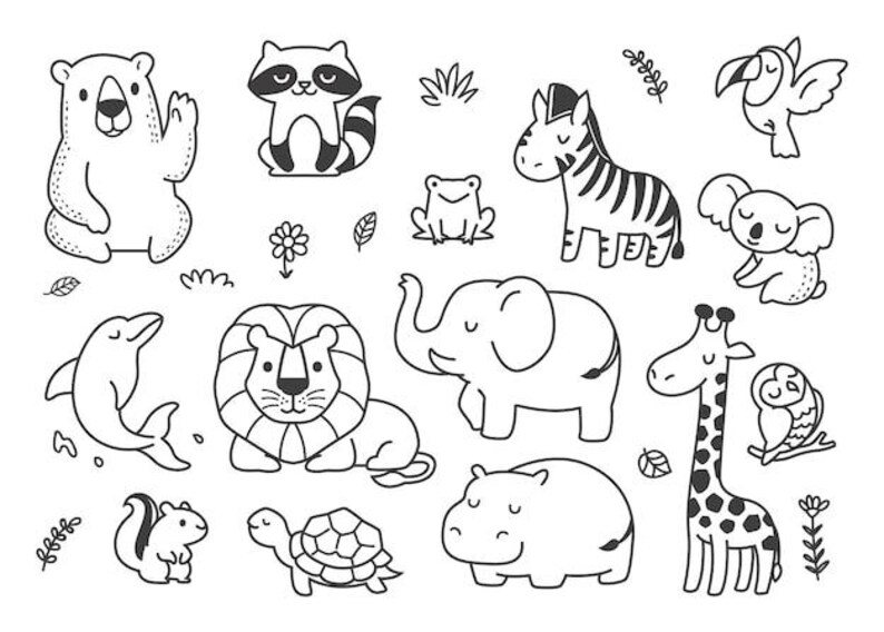 Libro para colorear de animales adorables para niños / Páginas para colorear imprimibles imagen 4