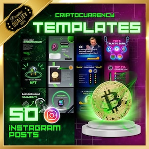 Crypto Instagram Templates, influencer templates, Instagram Post Template Canva, Money Template, Trading Template, NFT, Instagram templates