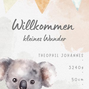 Gottes Segen zur Geburt Jetzt NEU!!! Druck auf Leinwand、Aquarelle ポスター Willkommen kleines Wunder Baby (Junge)