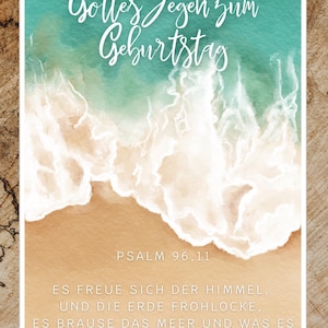 Gottes Segen, Glückwunsch zum Geburtstag, Segenswünsche, Joyeux anniversaire, Geburtstagskarte mit Bibelvers, Hohes Alter, Surfer, Adler