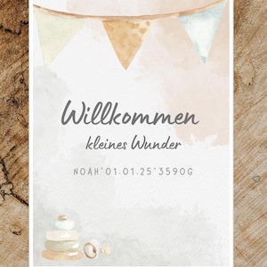 Gottes Segen, Glückwunsch zur Geburt, Willkommen, Poster und Karten zum Falten, Baby, Deko, persönliches Geschenk, Glückwunschkarte,