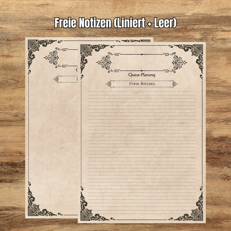 Dnd Quest Planner Main Quest and Side Quest German Printable and ...
