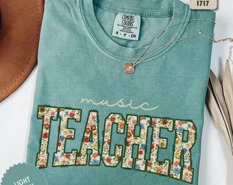 Music Teacher Shirt, Floral Music Teacher Tee, Back To School Gift, Teacher Appreciation, Gift For Music Educator, First Day of School Tee.