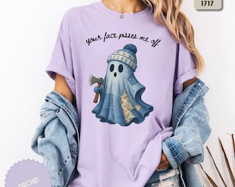 Cute Halloween Ghost Comfort Colors Shirt, Funny Ghost Tee, Womens Spooky Season Shirt, Sarcastic Halloween Gift T-Shirt for Girls and Teens