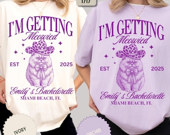 Personalized Cat Bachelorette Party Shirts, Custom Cat Bach Shirt, Getting Meowed Bac Trip T-Shirt, Cat Bride & Crew Tee, Bridal Party Gift.
