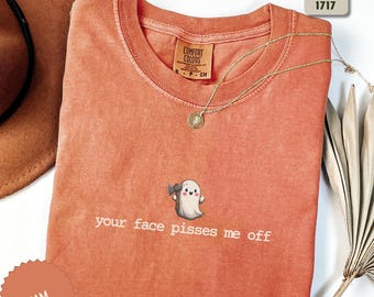 Cute Halloween Ghost Comfort Colors Shirt, Funny Ghost Tee, Womens Spooky Season Shirt, Sarcastic Halloween Gift T-Shirt for Girls and Teens