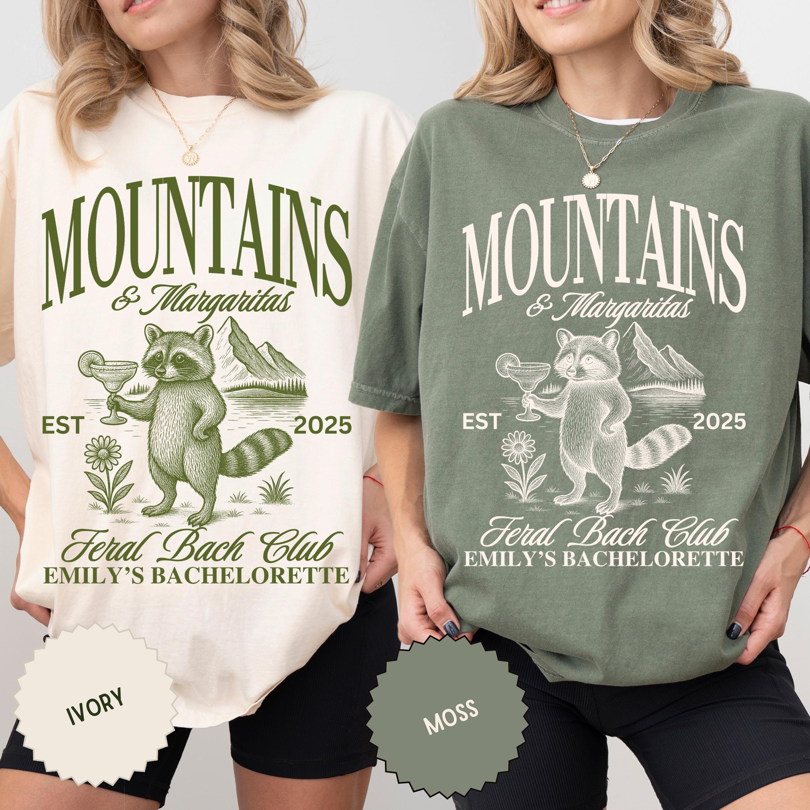 Mountains & Margaritas Bachelorette Shirt, Feral Bach Club Mountain Trip Tee, Custom Hiking Bride Shirt, Bridal Party Gift,Girls Camping Tee