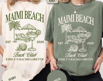 Miami Beach Bachelorette Shirt, Custom Beach Bride & Bridesmaid Tee, Bach Club Shirt, Girls Trip Gift, Wedding Party Shirt, Miami Bride Tee.