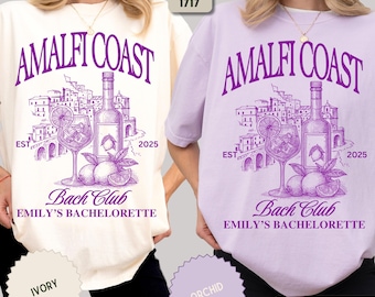 Amalfi Coast Bachelorette Shirt, Custom Amalfi Bach Trip Tee, Matching Bride Squad T-shirt, Bridal Shower Tee, Italian Luxury Bach Merch.