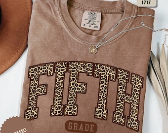 Fifth Grade Teacher Shirt, 5th Grade Team Leopard T-Shirt, Elementary Back To School Crew Shirt, Teacher Appreciation Gift, New Teacher Gift