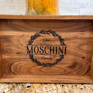 Personalized Acacia Wood Serving Tray with Handles