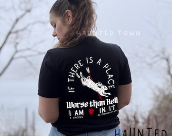 S'il y a un endroit pire que l'enfer, Lincoln Gettysburg PA Tee T-shirt style tatouage lapin impression au dos