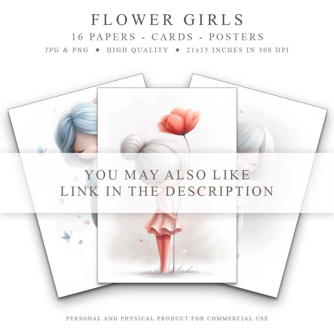 Flower Girls Bookmarks Set, Printable Pastel Bookmarks for Kids, Book ...