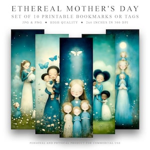 Ethereal Mother&#39;s Day Bookmarks: Pastel Floral Designs (Digital Download)