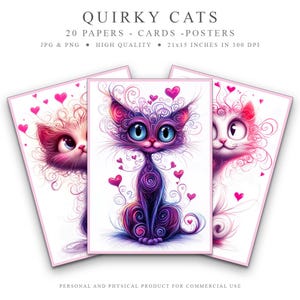 20 chats originaux, ensemble de papiers, fabriqué en papier, poster de chat astucieux, chat doué drôle, cadeau pour amoureux des chats, cardage de chat mignon, chat original, animaux de compagnie mignons jpg
