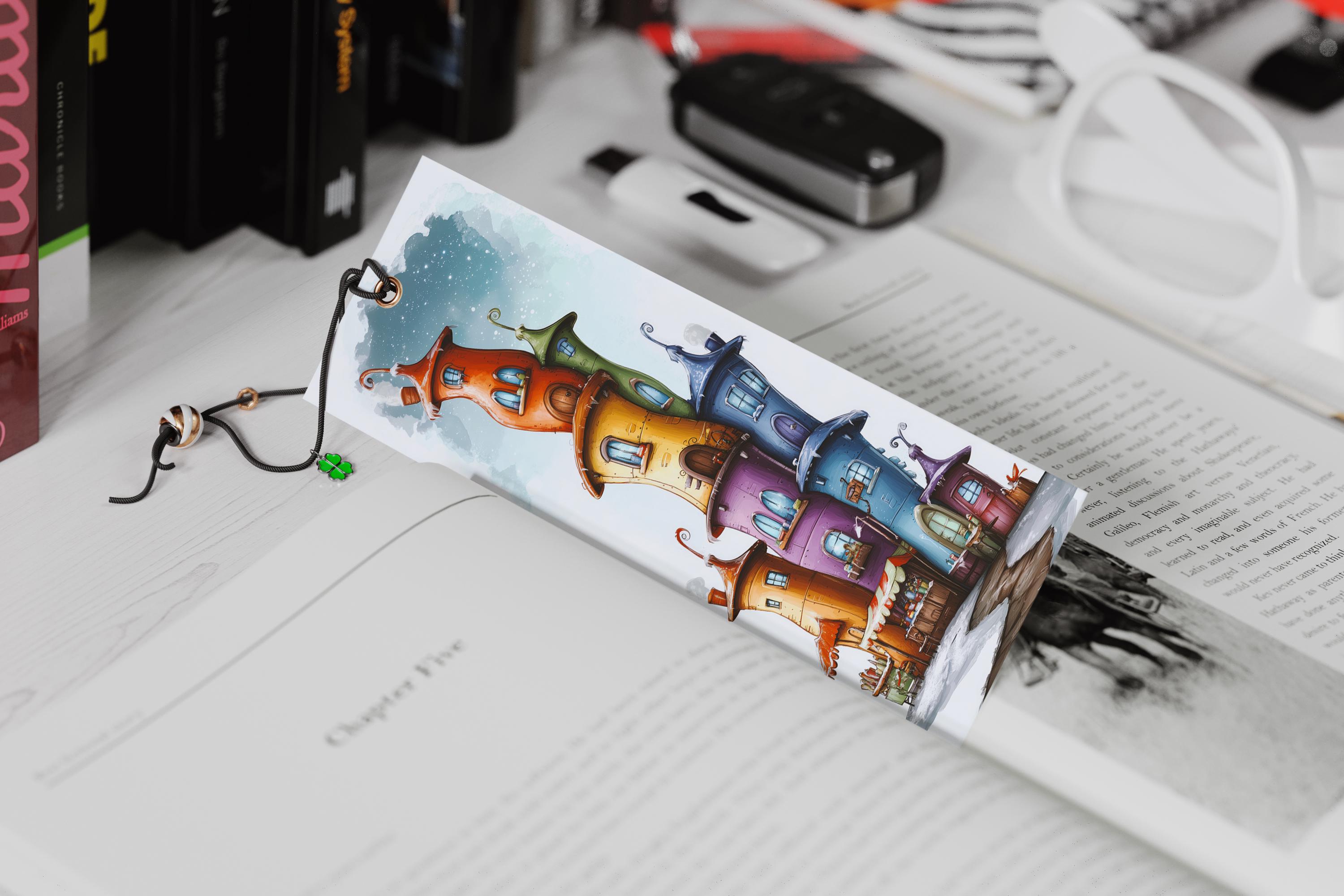 Stacked Houses Bookmarks Set: Whimsical Printable Bookmarks (digital ...