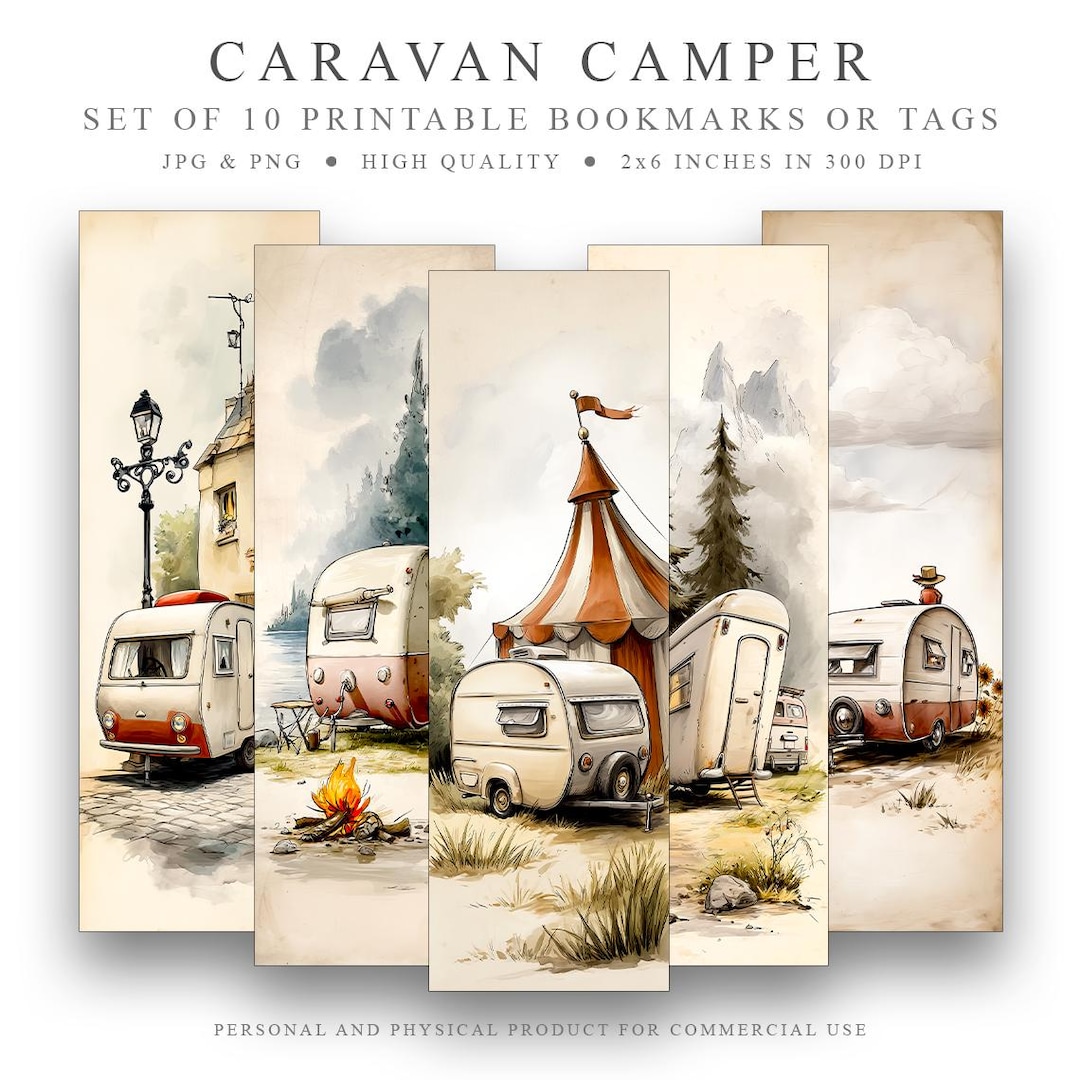 10 Caravan Camper Printable Bookmarks Set, Digital Download JPG ...