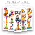 10 Quirky Animals printable Bookmarks Set, Digital Download JPG Bookmark, PNG bookmark sublimation, whimsical bookmark, instant download product logo