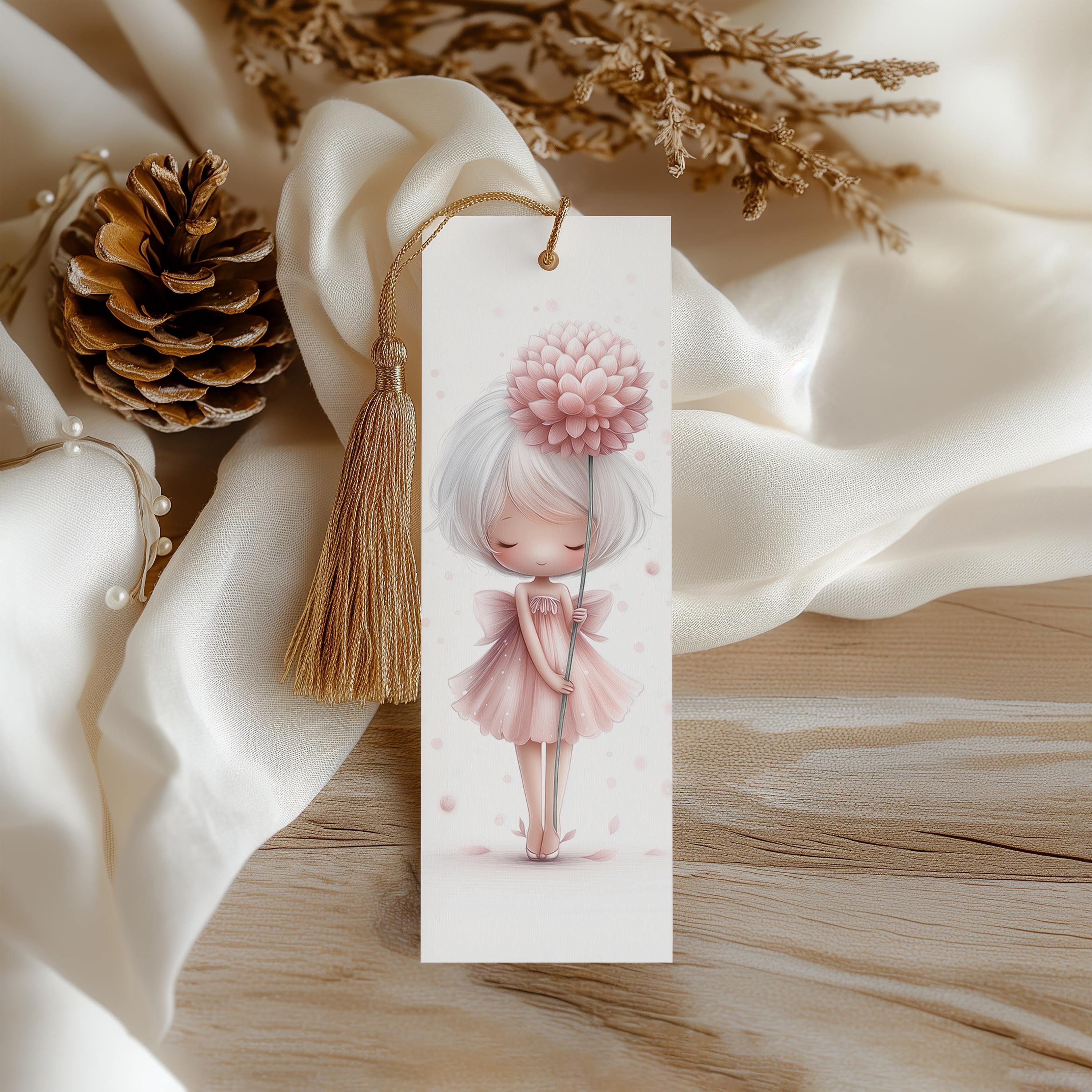 Flower Girls Bookmarks Set, Printable Pastel Bookmarks for Kids, Book ...