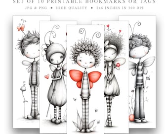 Marcapáginas de hadas imprimibles, descarga digital (JPG, PNG), marcapáginas de cuentos de hadas, regalo para amantes de la lectura, proyectos infantiles y creativos.