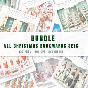 Bundle of All Unique Christmas Bookmarks Set, Digital Download JPG Bookmark, PNG bookmark sublimation, whimsical bookmark, instant download,