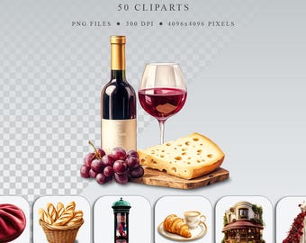 Paris Clipart Bundle: France PNG Graphics (Digital Download)