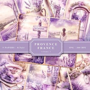 Journal indésirable, Provence France, papier imprimable, kit de journal indésirable lavande, pages éphémères printanières, papier journal indésirable, collage numérique