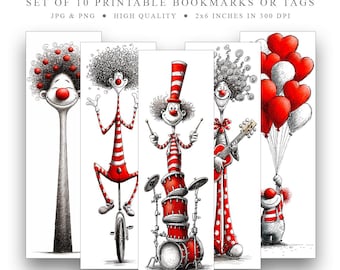 Signets clowns : cadeau de lecture fantaisiste pour enfants (téléchargement numérique JPG et PNG)