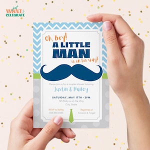 Little Man Baby Shower Invitation Template