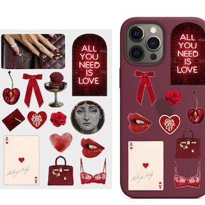 Adesivos 3D "Vermelho Perfeito" / Conjunto de 14 adesivos para capa