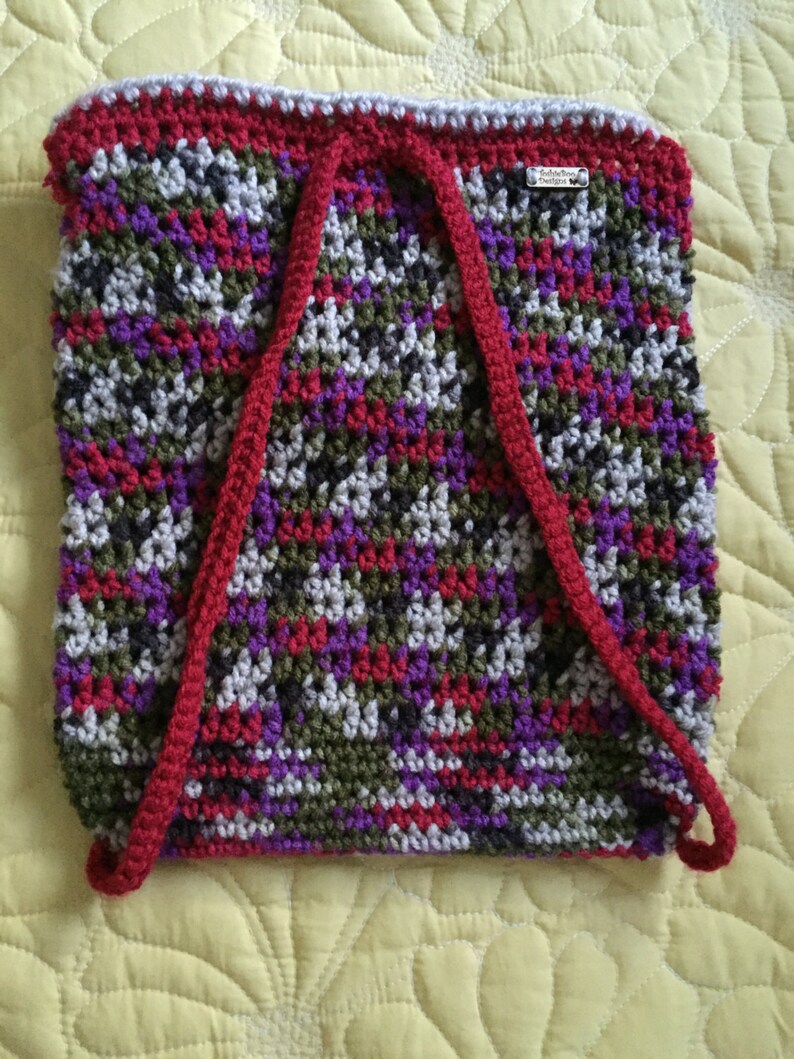 Sock Monkey Backpack Crocheted in a striping yarn with purple Etsy