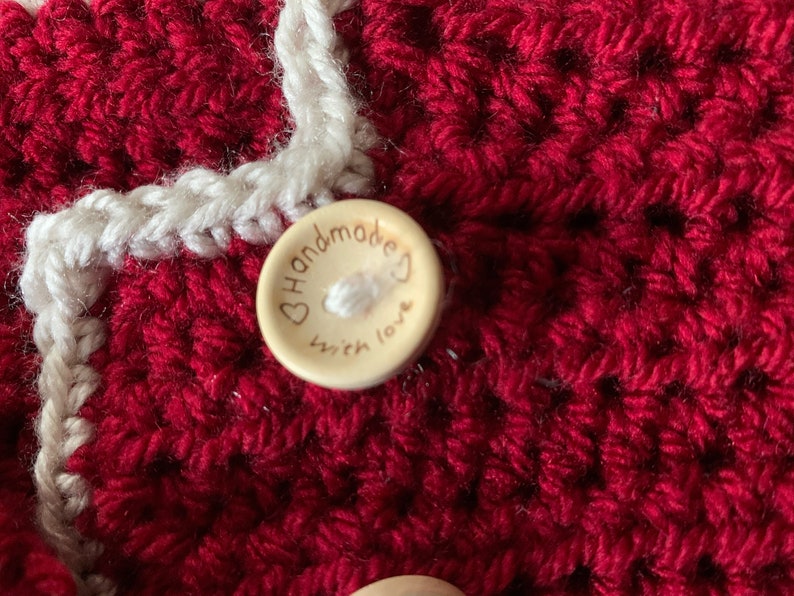 FREE SHIPPING Cream and Crimson 0-6 month Baby Wrap Sweater