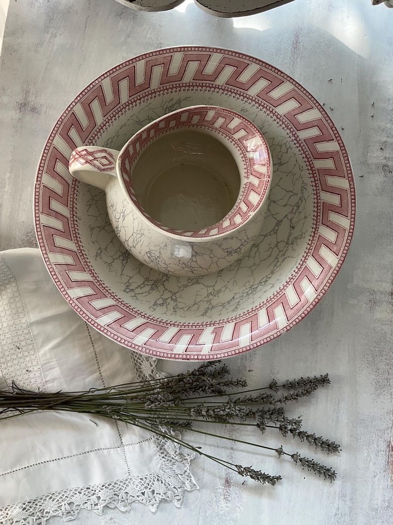 Rare Vintage Ironstone Washbowl and Water Pitcher Jug From Early 1900’s ...