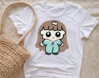 Kawaii prinsessflicka-t-shirt, present till nyfödd, omedelbar nedladdning