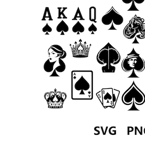Spades SVG PNG Bundle | Spades Playing Card Themed Designs | Digital Download for Sublimation & Crafts