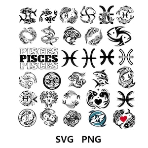 Pisces SVG Bundle, Zodiac Theme PNG SVG cut files, Digital Download