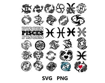 Pisces SVG Bundle, Zodiac Theme PNG SVG cut files, Digital Download