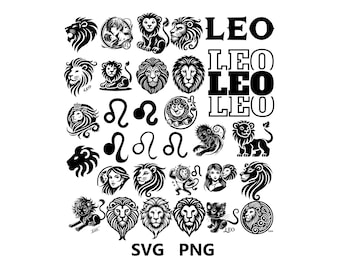 Leo Zodiac SVG Bundle: Sign Theme Cut Files (Digital Download)