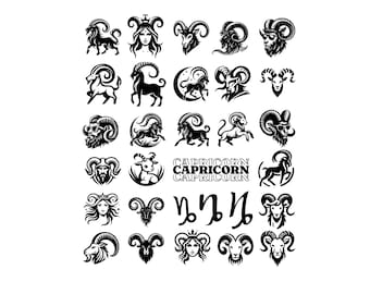 Capricorn SVG Bundle, Zodiac Sign Theme PNG SVG cut files, Digital Download